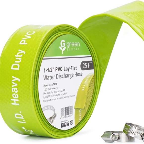 Green Expert 1-1/2" PVC Lay-Flat Water Discharge Hose; 25 ft; Model 527501 - Picture 1 of 8